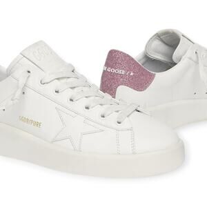 Golden Goose | 9 | Purestar White Leather Pink Glittery Heel Tab Low Top Sneaker